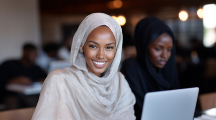 An underground network of female entrepreneurs in hijabs collaborating secretly in a male-dominated society. secret network, hijab, female entrepreneurship, gender roles, rebellion