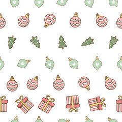 Pastel Christmas seamless tree ornament pattern