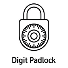 Outline illustration of a combination lock with a circular dial and a shackle for secure access silhouette