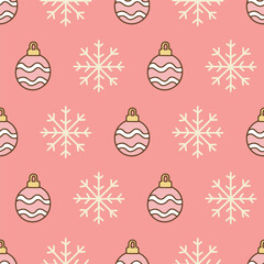 Pastel Christmas seamless tree ornament pattern