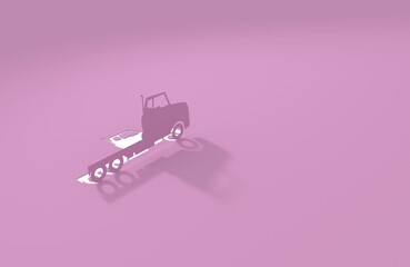 Truck icon. Commercial vehicle for cargo transportation. Paper cut style. 3D render