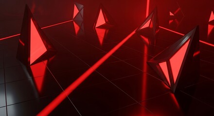 Abstract Red Geometric Shapes.