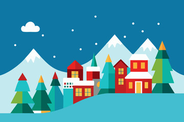 winter landscape with houses