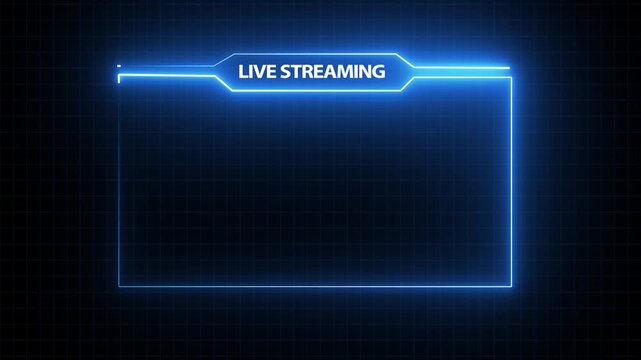 live streaming neon text box frame HD loop animation.
live Stream typography with rectangle loop border overlay animation.  