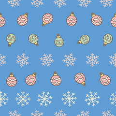 Pastel Christmas seamless tree ornament pattern