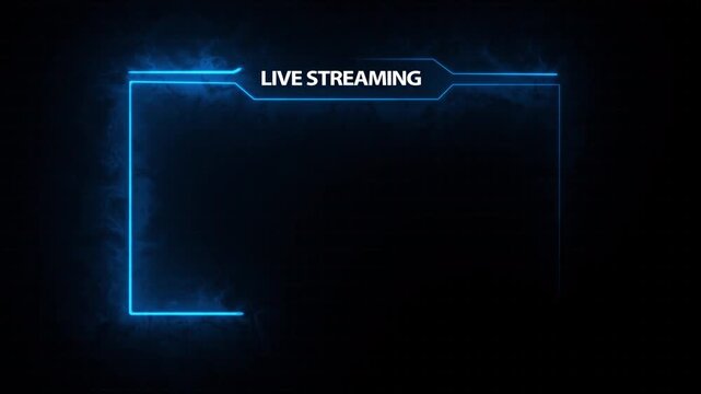 live streaming neon text box frame HD loop animation.
live Stream typography with rectangle loop border overlay animation.  