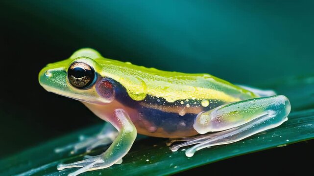 Glass frog resting on a leaf