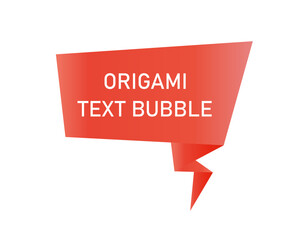 Origami speech bubble red vector element. Origami style blank announcement or message box.