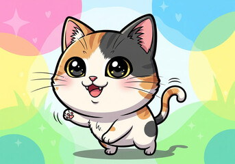 Obraz premium Cheerful Kawaii Cat Character