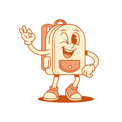 Funky comic schoolbag backpack cartoon character okay gesture isometric vector illustration. Smiling cheerful happy school bag pupil education minimalist mascot winked ok good gesturing