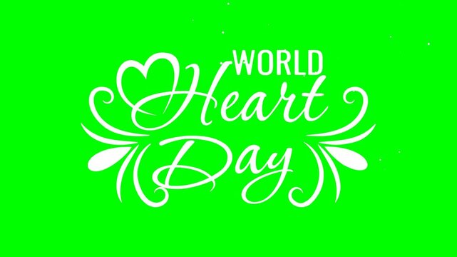 World heart day written on vibrant green background. Suitable for health promotion materials, social media posts, and web banners. - Powered by Adobe