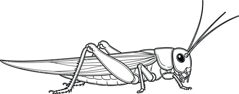black and white grasshopper insect drawing clip art preview