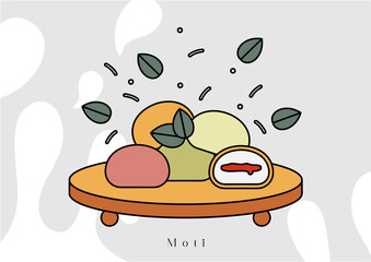 Moti (mochi) japanese dessert food