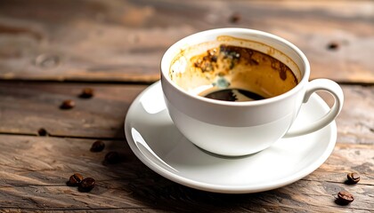 Empty coffee cup on wooden table