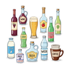 Beverage icons set for commercial use