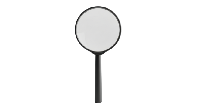Isolated magnifying glass. Black simple tool to view small objects, reading, or examining.
