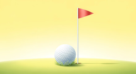 Obraz premium Golf Ball by the Hole A Simple Graphic Illustration of the Game's Essence