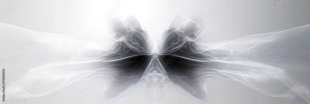 Aufkleber elegant gray and white modern butterfly design with flowing mesh abstract lines and minimal art