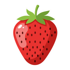Obraz premium Vibrant red strawberry with green leaves and black seeds a fresh and healthy fruit illustration
