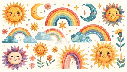 Fototapeta premium Cute, colorful graphic elements