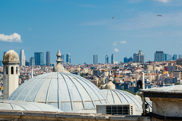 Obraz premium Istanbul, Turkey. Scenic view of the Bosphorus Strait with city view in the background. Urban skyline and city life.