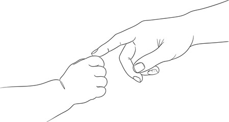 Baby hand touching finger drawing illustration stock image