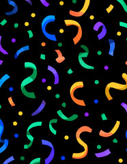 Obraz premium Padrão Sem Costura de Confetes Coloridos em Estilo Vetorial