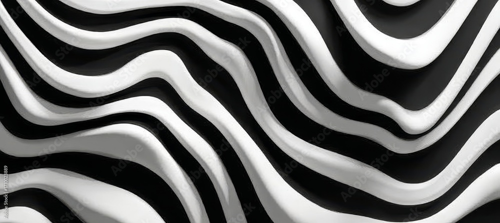 Aufkleber dynamic flowing monochrome swirls creating unique visual patterns in black and white art background
