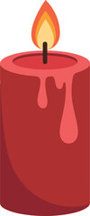 Burning red pillar candle dripping wax warm ambiance vector