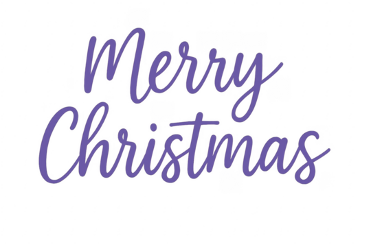 Merry christmas purple lettering over transparent background