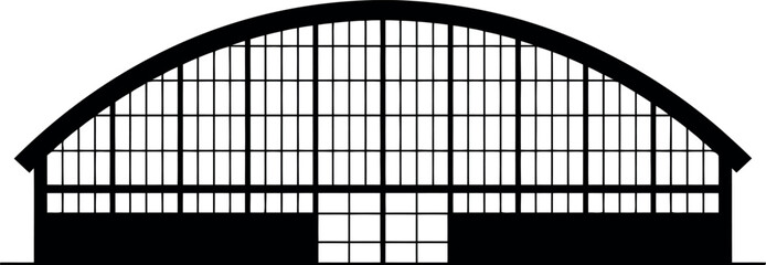 Modern industrial warehouse facade silhouette architectural design vector