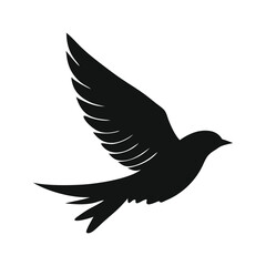 Obraz premium Flying bird silhouette vector, black bird icon design for nature, freedom and decorative art.
