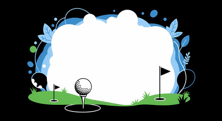 Elegant Golf Outing Announcement Frame with Leafy Accents and Space for Custom Text