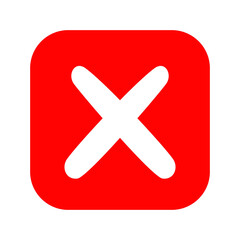 Obraz premium Red square with a white cross symbol for incorrect or no