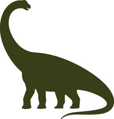 Sauropod dinosaur silhouette isolated green prehistoric creature vector