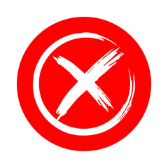 Obraz premium Red circle with white x mark symbol for incorrect or wrong answer