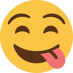 Joyful grinning emoji sticking tongue out playful expression vector