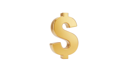 Isolated Golden Dollar Sign Standing, a Symbol of Wealth and Financial Investment