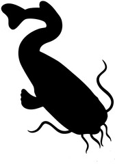 vector illustration of a black and white fish