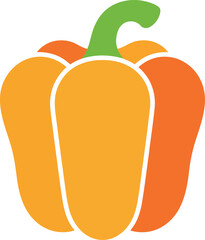 Vibrant orange bell pepper flat icon simple healthy food graphic vector