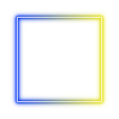 illustration of neon laser style square frame. gradient blue and yellow color isolated on transparent background