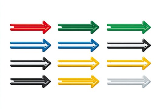 Multiple colored double-lined arrows