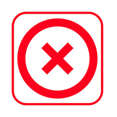 Red x mark inside a red circle on white background