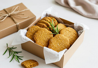Gift Box of Homemade Gingersnap Cookies. National Homemade Cookies Day