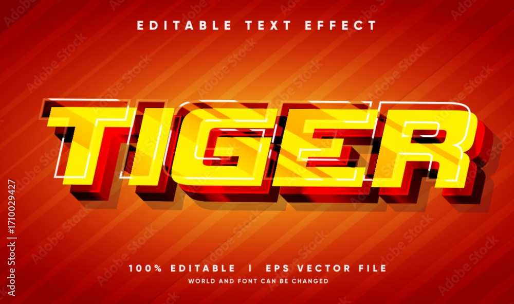 Aufkleber tiger 3d vector text effect with modern style
