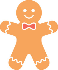 Cute gingerbread man with red bow tie festive holiday cookie vector