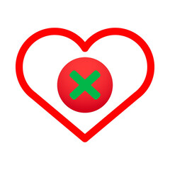 Obraz premium Red heart symbol with a red circle and green cross inside