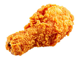  Single Fried Chicken Piece Close-Up, Side Angle, Isolated