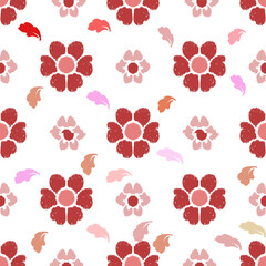 Seamless Pattern Native ethnic thai geometric pattern samless gold flowers snow and on a light gray background. Native thai fabric tiles, wallpaper, carpets.