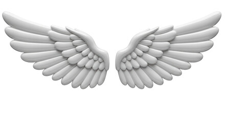 Obraz premium Isolated pair of ornate angel wings with detailed feathers, angelic decoration elements